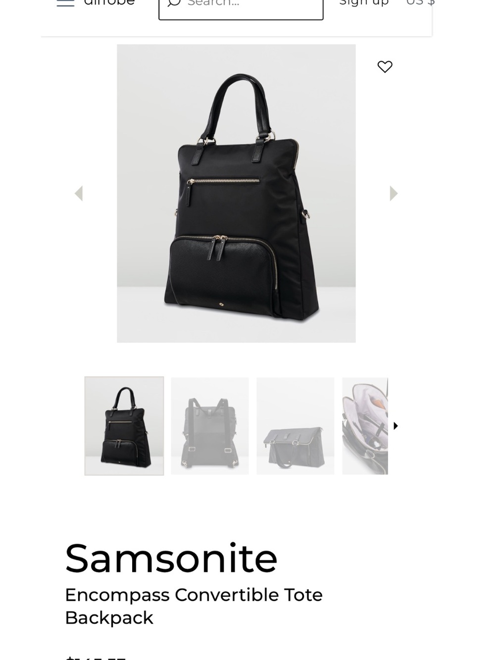 Samsonite Encompass Convertible Tote Backpack Laptop Travel Bag Navy Blue - Picture 9 of 9